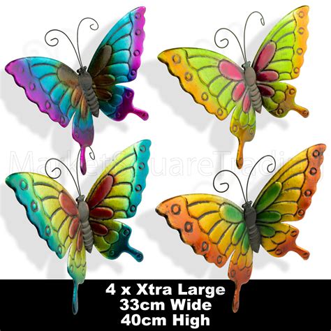 Butterflies X 4pcs Extra Large Coloured Outdoor Metal