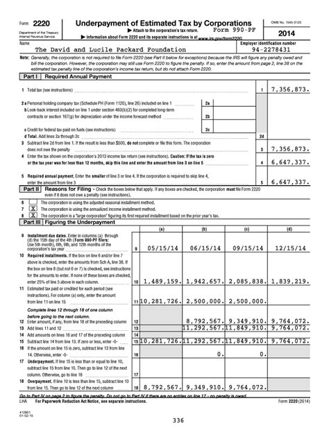 Fillable Online Packard 2220 Underpayment Of Estimated Tax By