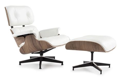 Price reduced from $595.00 to $505.75 15% off. Eames Style Lounge Chair and Ottoman WHITE Leather Walnut Wood - Replica