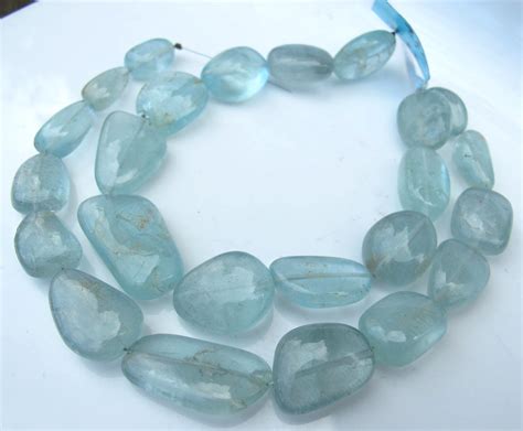 Aa Translucent Aquamarine Nugget Beads 8