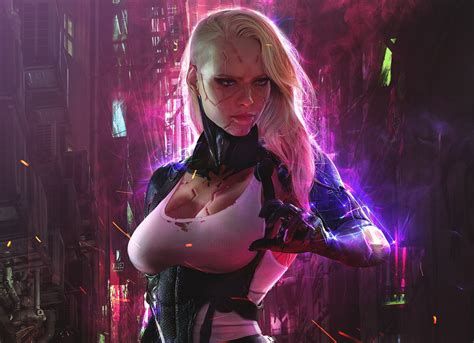Wallpaper Cyborg Cyberpunk Science Fiction Futuristic Women