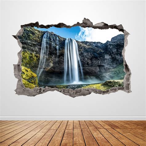 Waterfall Wall Decal Smashed 3d Graphic Nature Landscape Wall Etsy