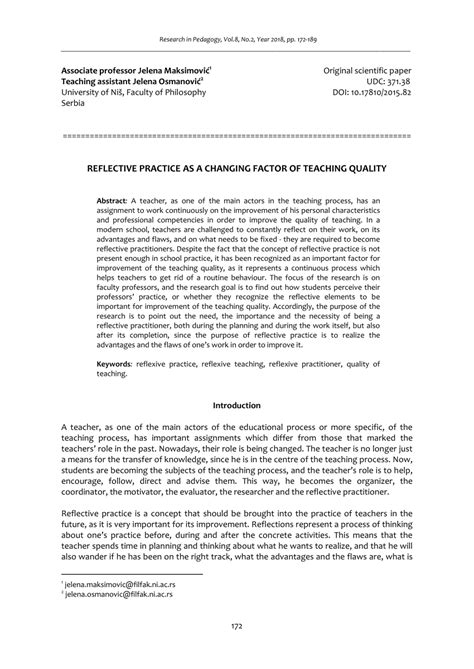 Sample reflection paper (submitted by a student in crim 1006e, fall term 2003). Sample reflection paper of a teacher. Reflection Paper on ...