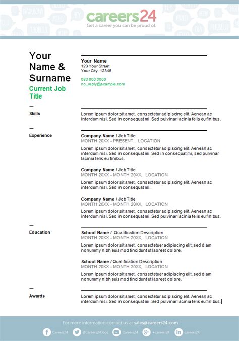Maybe you would like to learn more about one of these? 1 Page Cv Template South Africa | Simple cv template, Cv ...
