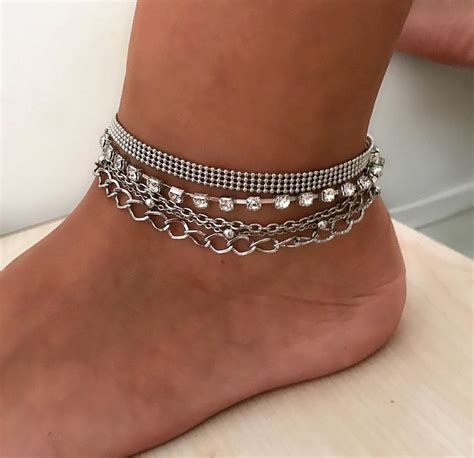 Silver Multistrand Anklet Silver Ball Chain Ankle Bracelet Etsy