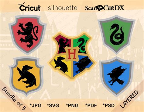 Simple Hogwarts Animal Crests Svg Bundle Gryffindor Clip Art Etsy