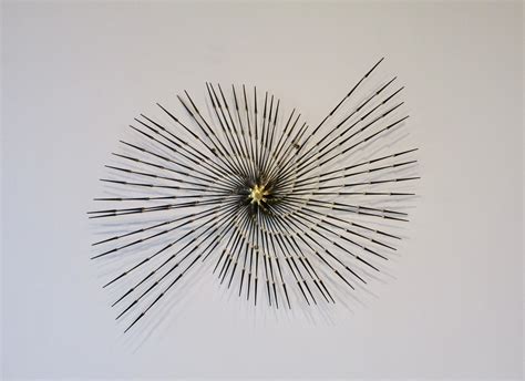 Large Ron Schmidt Brass Welded Brutalist Spike Nail Wall Sculpture For
