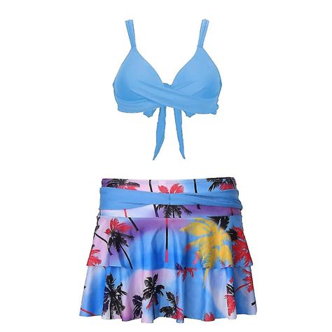2 Piece Floral Print Swimsuit For Women High Waisted Bathing Suit