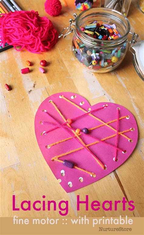 Printable Lacing Cards Easy Heart Craft For Valentines Day