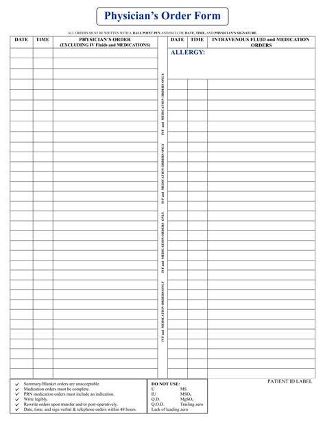 10 Best Printable Physician Order Sheet Pdf For Free At Printablee