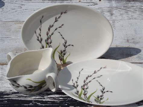 Pussy Willow Print 50s Vintage W S George China Dinnerware Set For 6