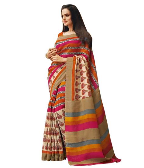 Aadya Multi Color Bhagalpuri Silk Saree Buy Aadya Multi Color Bhagalpuri Silk Saree Online At
