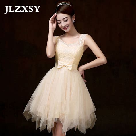 Jlzxsy Cheap Spring Champagne Dress A Line Short Wedding Party Dresses