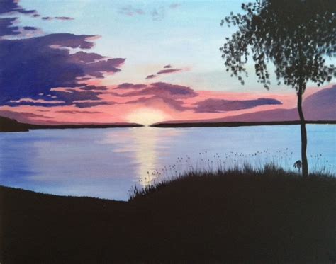 Sunset On The Lake Sunset Outdoor Oil Painting