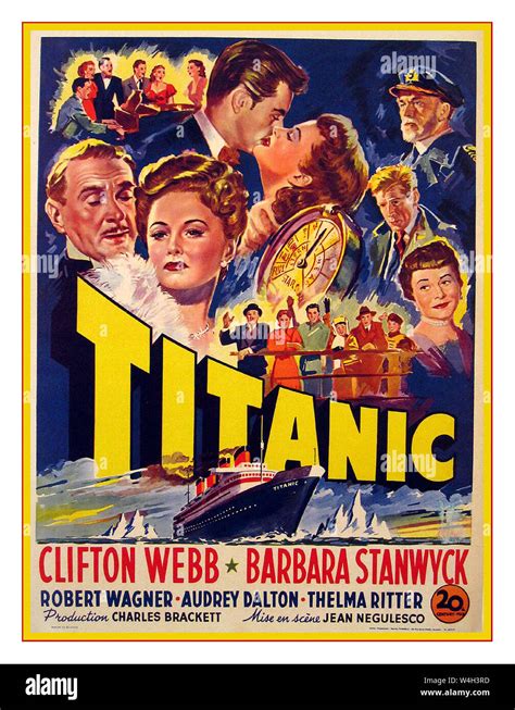 Vintage 1950s Movie Poster For Titanic A 1953 American Drama Film
