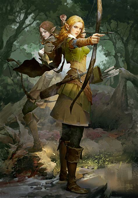 1 By Xiaoyu Huang Elves Fantasy Fantasy Female Warrior Elf Art