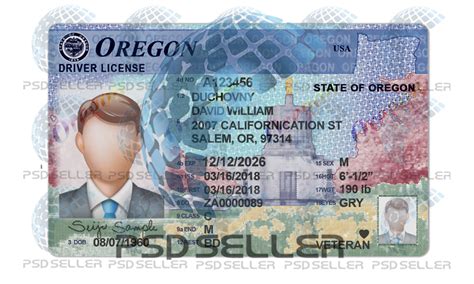 Fully Editable Oregon Driver License Psd Template Psd Seller