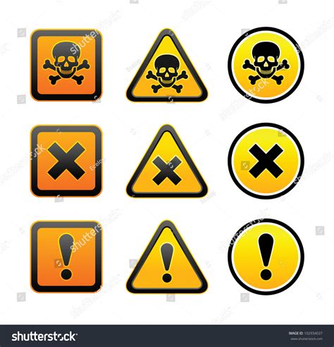 Hazard Warning Symbols Set Stock Vector Royalty Free 102934037