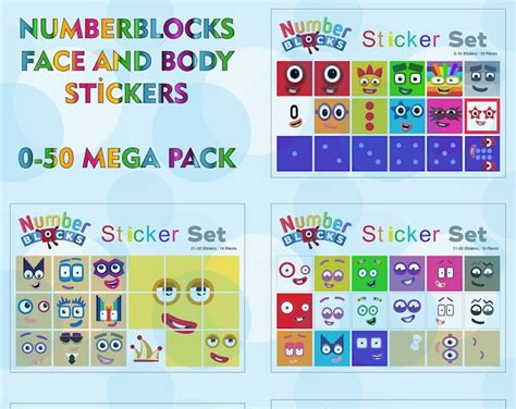 Numberblocks 0 100 Face And Body Stickers Waterproof Etsy 日本