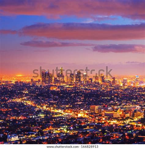 Los Angeles City Skyline Dusk After Stock Photo 166828913 Shutterstock