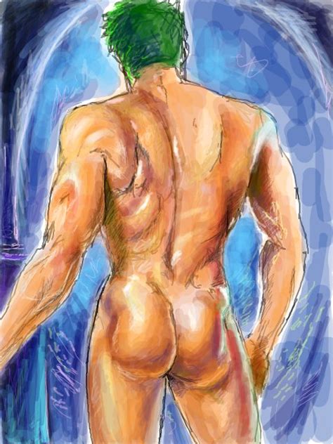 rule 34 ass green hair human inmomakuro male male only muscle nude one piece roronoa zoro solo