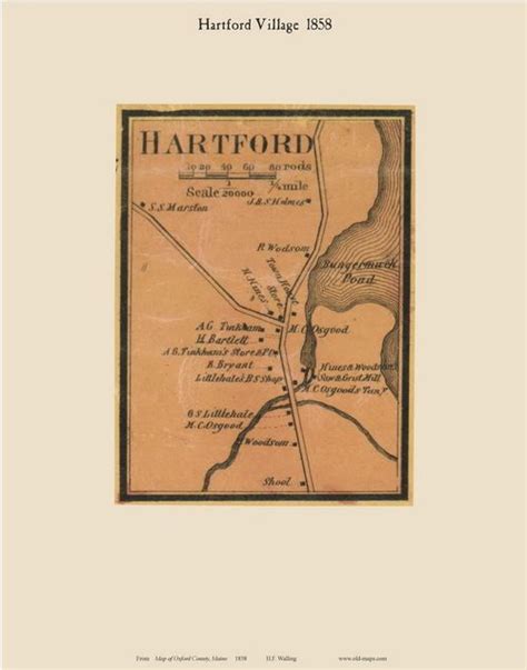 Hartford Village Maine 1858 Old Town Map Custom Print Oxford Co