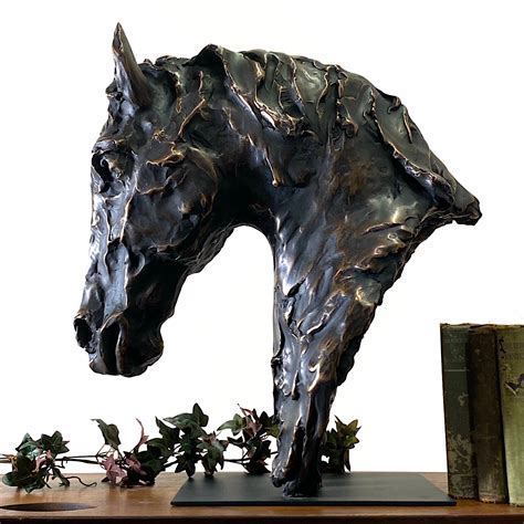 Horse Head Bust Equestrian Sculpture Faux Bronze On Pillar The Kings Bay