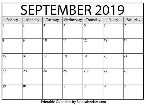 September Calendar Free Printable Printable World Holiday