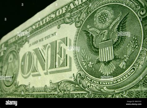 Low Angle Shot Of The Back Of The Us One Dollar Bill Featuring The