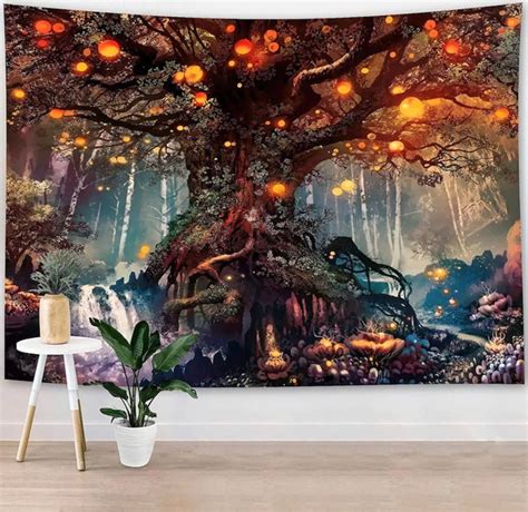 Tree Of Life Tapestry Wall Art Spiritual Decor Aesthetic Etsy