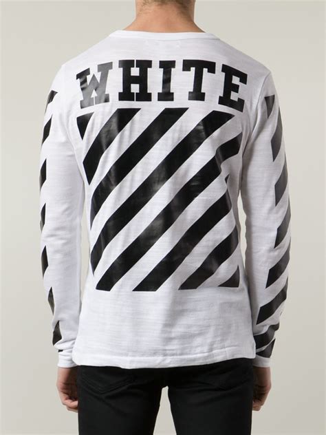 Off White Co Virgil Abloh Striped Sleeve T Shirt In White