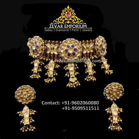 Vintage Jadau 18k Uncut Indian Necklace Jaipur Uncut Diamond Gold Polki Jewellery