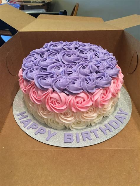 Pink And Purple Rosette Cake Simple Birthday Cake Cake Rosette Cake