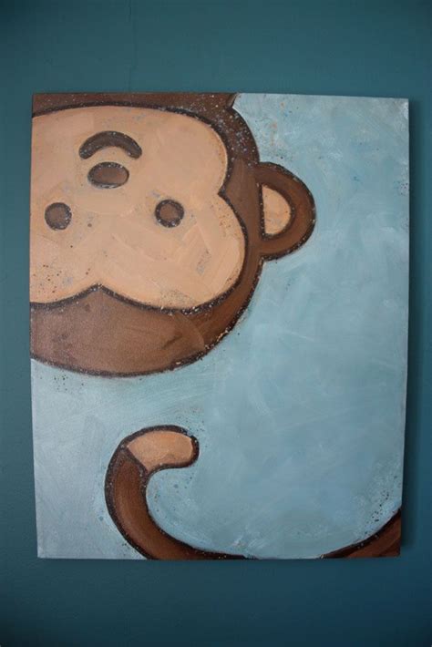 Monkey Childrens Wall Art 16x20 Original Canvas By Wubsystore Easy