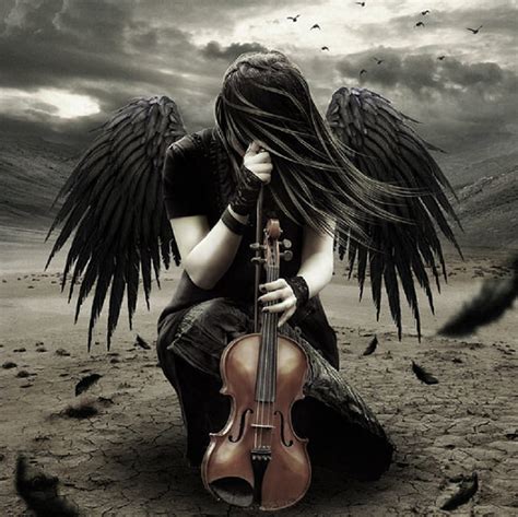 Music Of Angels Feathers Fantasy Clouds Sky Angel Violin Female