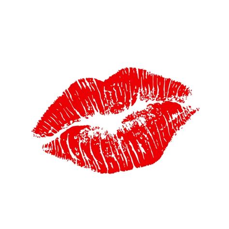 Red Lipstick Kiss On White Background Realistic Vector Illustration