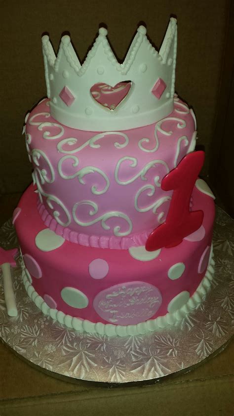 Calumet Bakery First Birthday Princess Crown Two Tier 1st Birthday Cakes Princess Birthday Cake