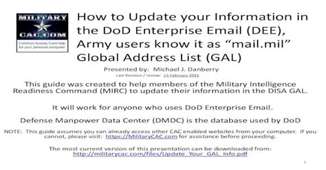 How To Update Your Information In The Dod Enterprise Email · How To