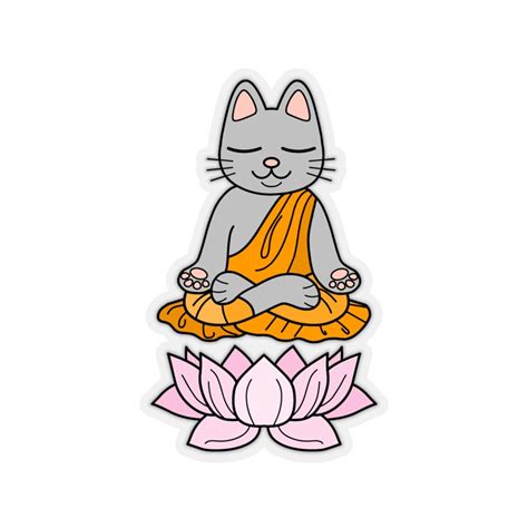 Zen Cat Humorous Meditation Buddhist Sticker Decal From Zen Etsy