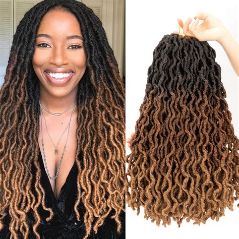 Ombre Gypsy Locs Crochet Braid Wavy Goddess Faux Locs Synthetic Twist Hair Extensions 24 Strands