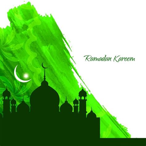 Free Vector Green Watercolor Ramadan Background