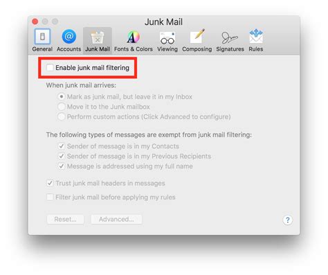 How To Disable The Junk Filter In Mail For Mac