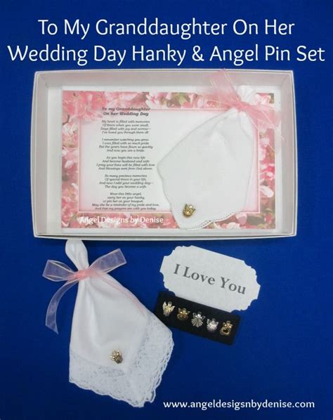 To My Granddaughter On Her Wedding Day Hanky And Angel Pin