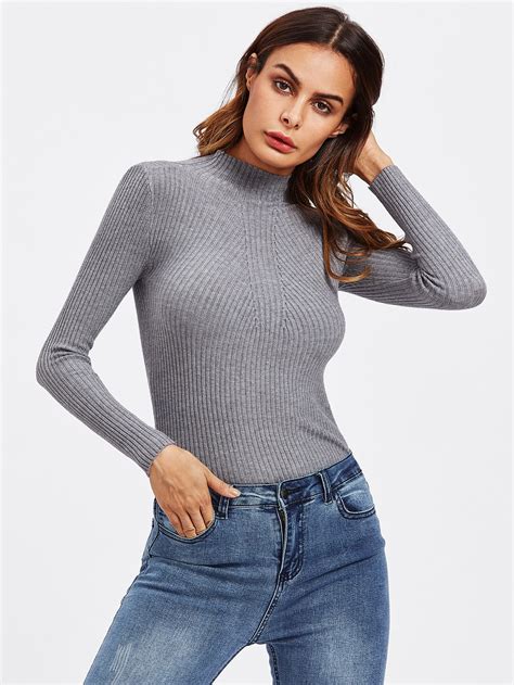 turtleneck ribbed knit sweater emmacloth women fast fashion online