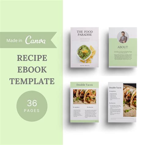 Cookbook Template Canva Minimalist Recipe Ebook Template Etsy