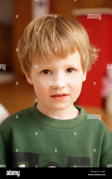 4 Year Old Blonde Boy Looking Camera Hi Res Stock Photography And