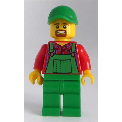 Lego Farmer With Beard Green Overalls Green Cap Minifigure Inventory