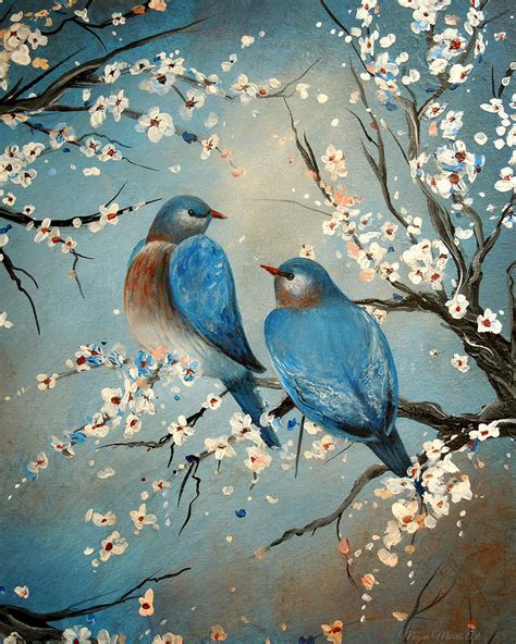 Paintings Of Cherry Blossoms And Birds Digital Art By Megan Morris