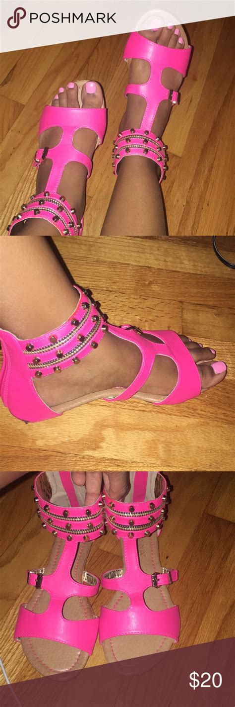 Hot Pink Sandals 💕 Pink Sandals Cute Flats Forever 21 Shoes