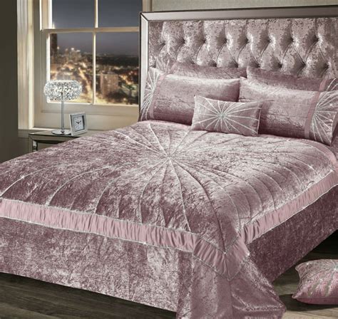 Crushed Velvet Premium Bedding Collection Blush Pink Diamante Starburst